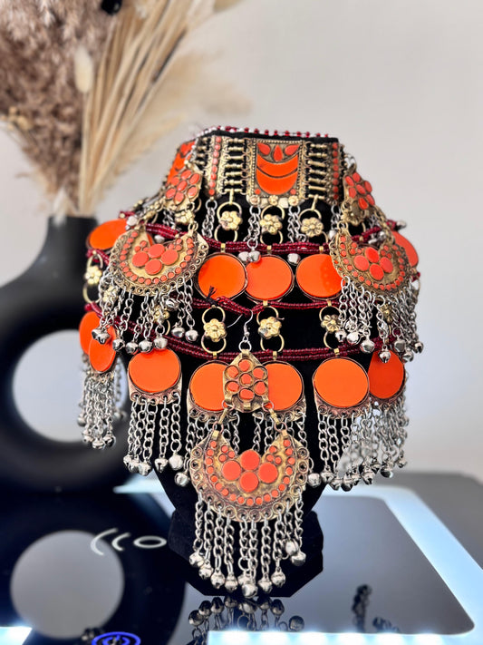 Orange Kuchi Necklace Set